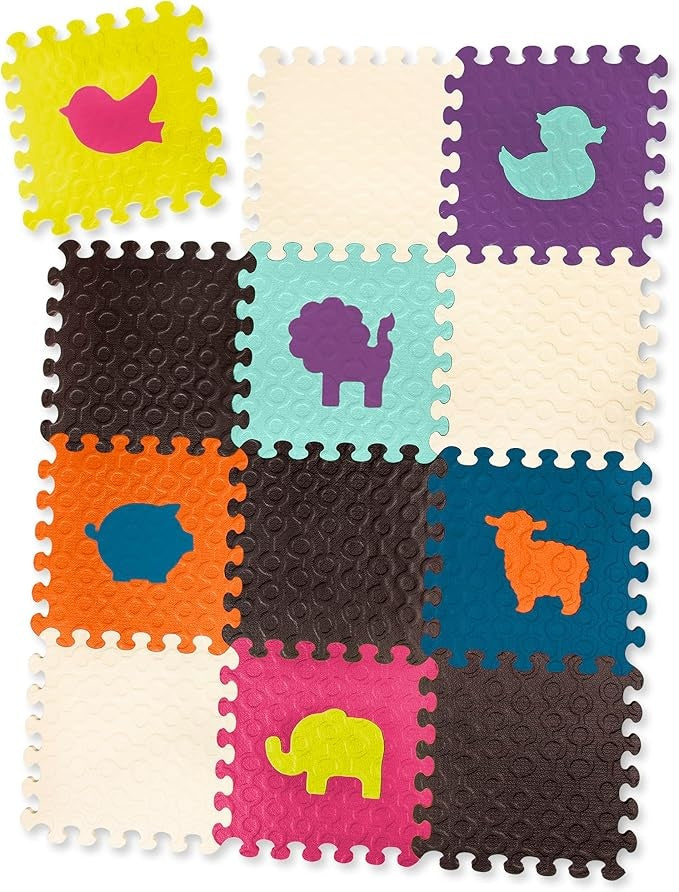Animal Floor Mat (12 Interlocking & Removable Foam Tiles)