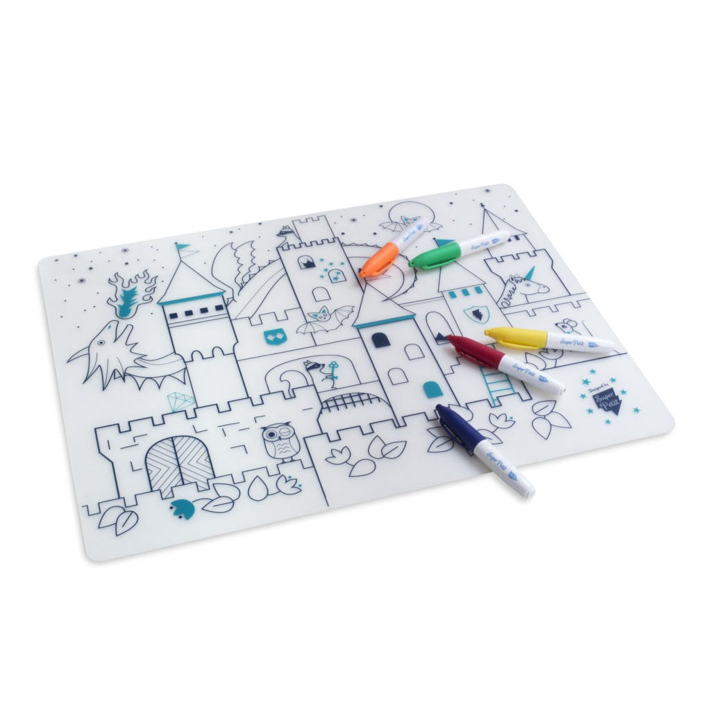 Coloring Mat (5 Erasable Markers - Castle)