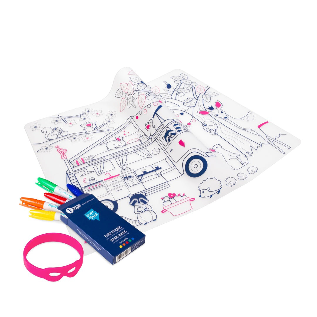 Coloring Mat (5 Erasable Markers - Van)