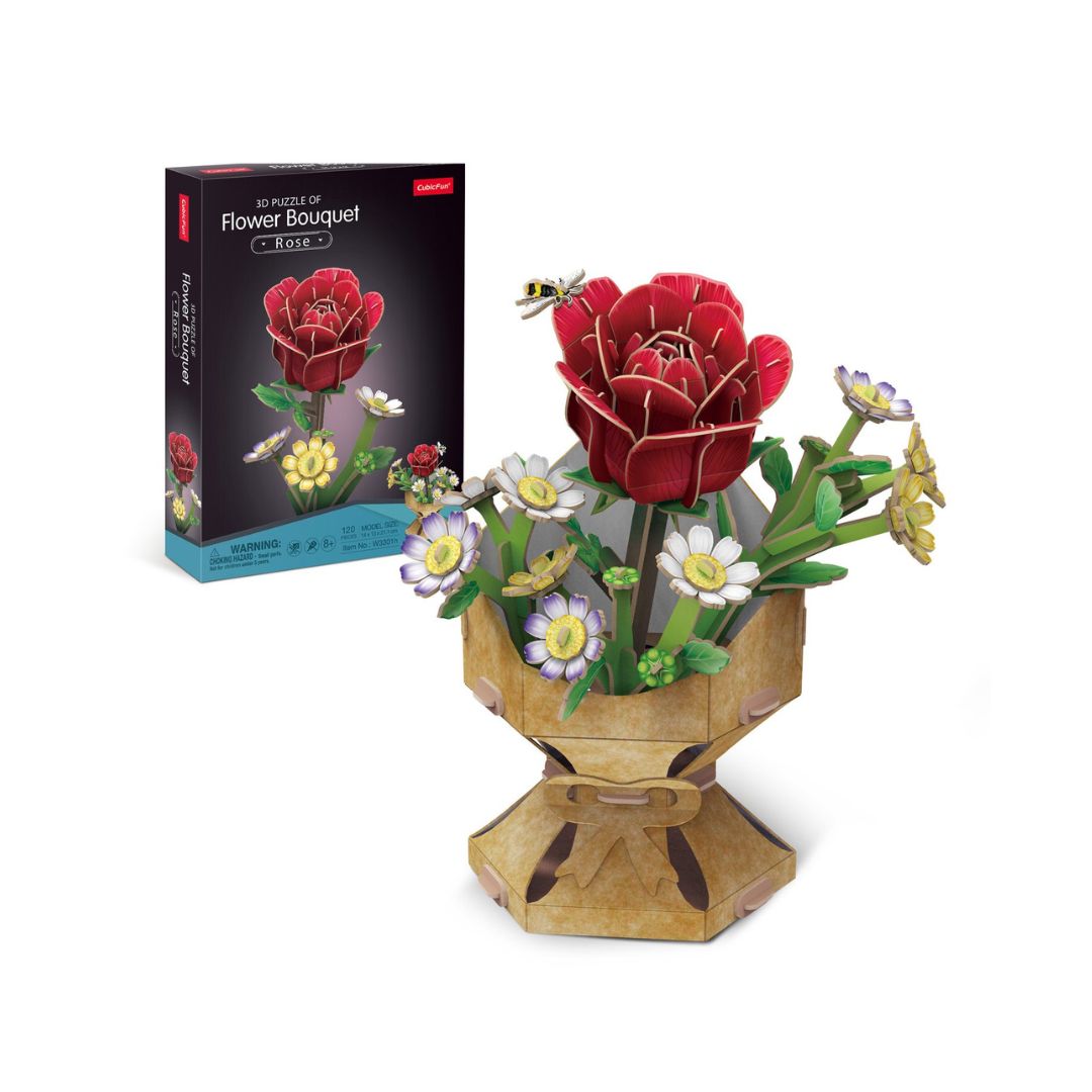 CubicFun: 3D Puzzle Flower Bouquet - Rose (137 Pcs)