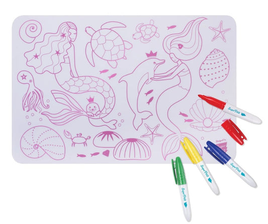 Coloring Mat (5 Erasable Markers - Mermaid)