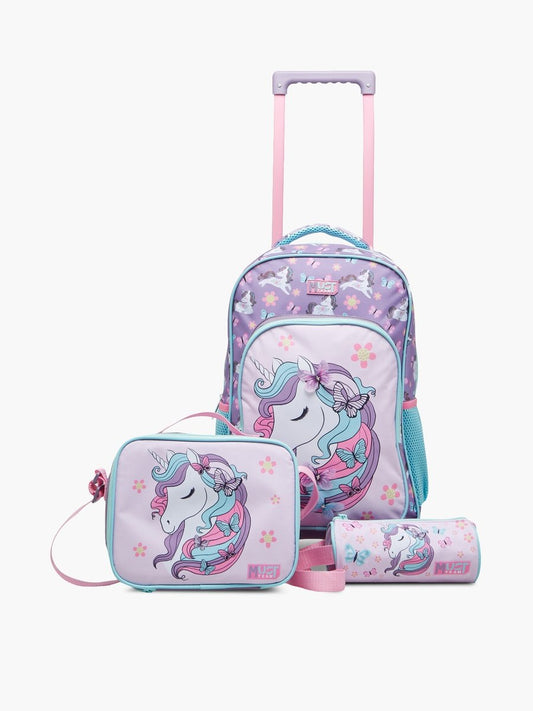 Must: 3-Piece Unicorn Print 16-inch Trolley Backpack Set