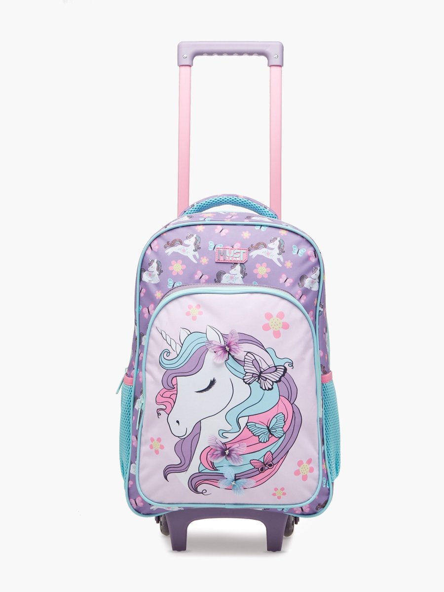 Must: 3-Piece Unicorn Print 16-inch Trolley Backpack Set