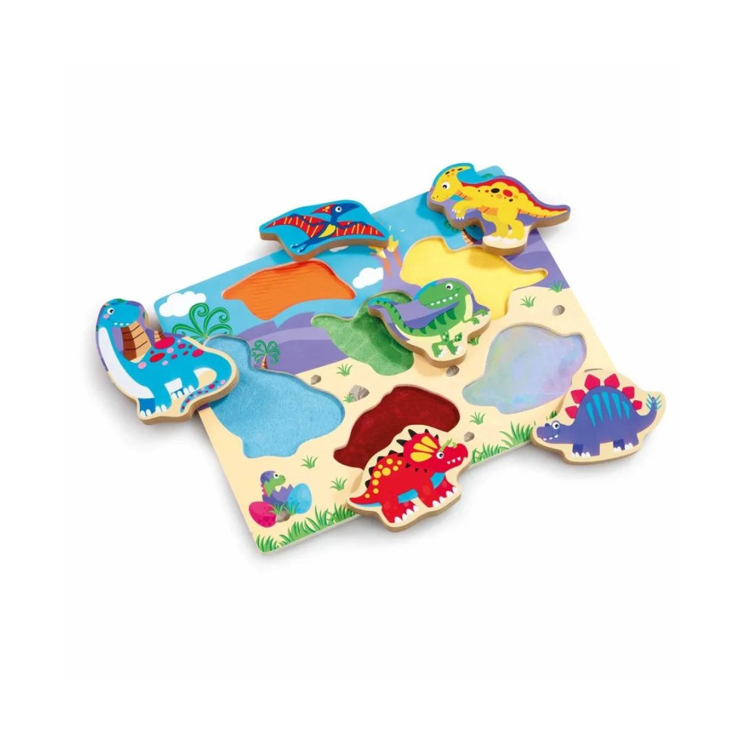 Woodlets: Touch And Feel Dino 6-Piece Wooden Puzzle