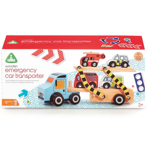 Early Learning Centre Wooden Emergency Car Transporter Vehicle