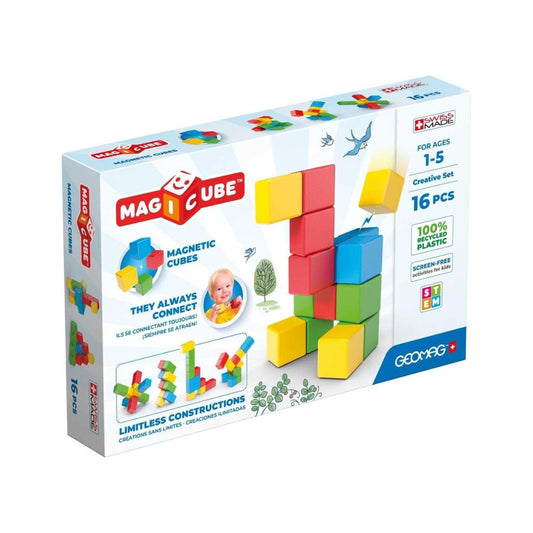 Geomag: Magicube Creative Magnets (16-Piece Set – 4 Colors)