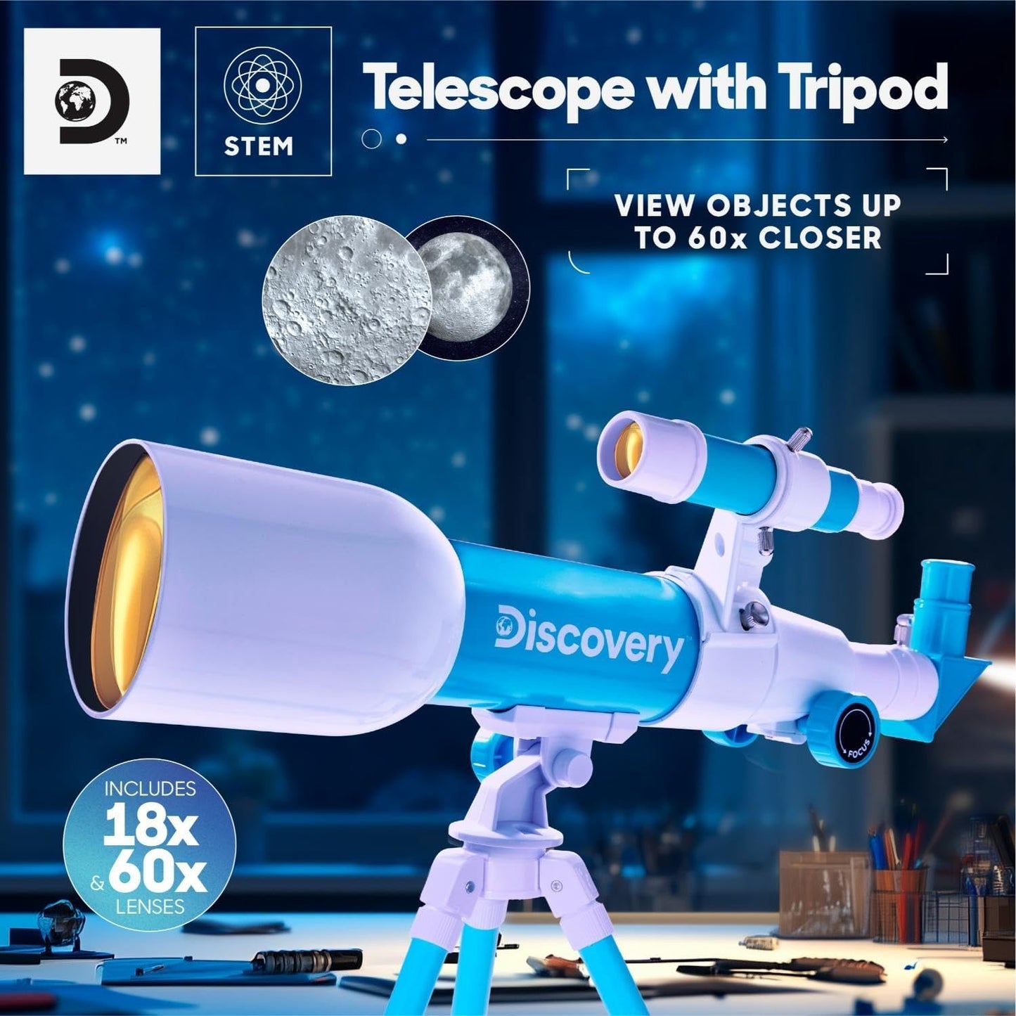 Discovery Mindblown Tabletop Toy Telescope Kit