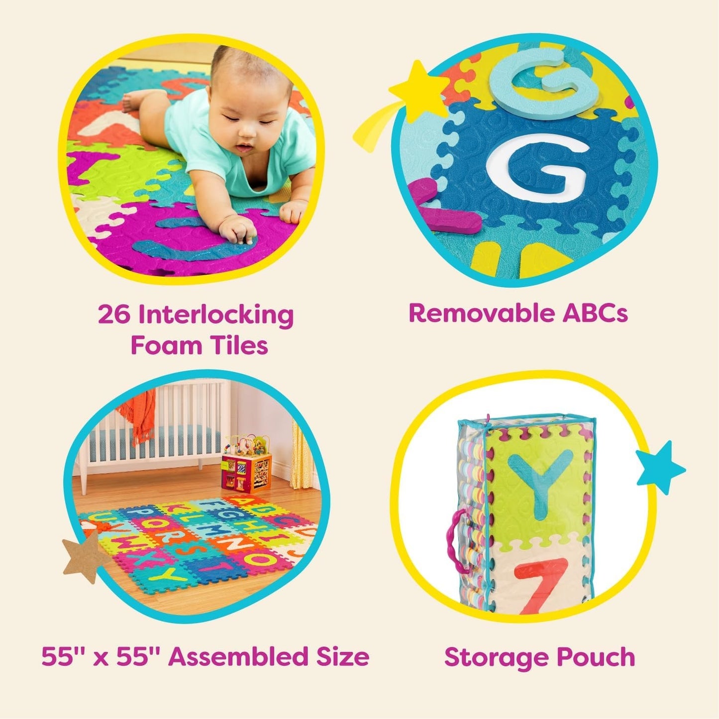 Developmental Learning Alphabet Floor Mat (26 Interlocking Foam Tiles)