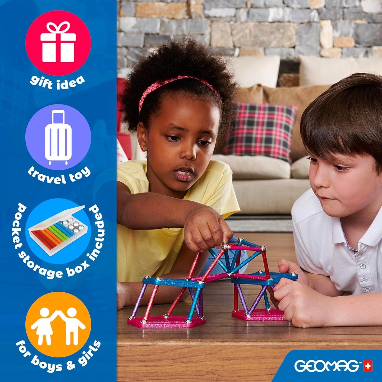 Build 3D structures with the Geomag EcoFriendly Supercolor 52-Piece