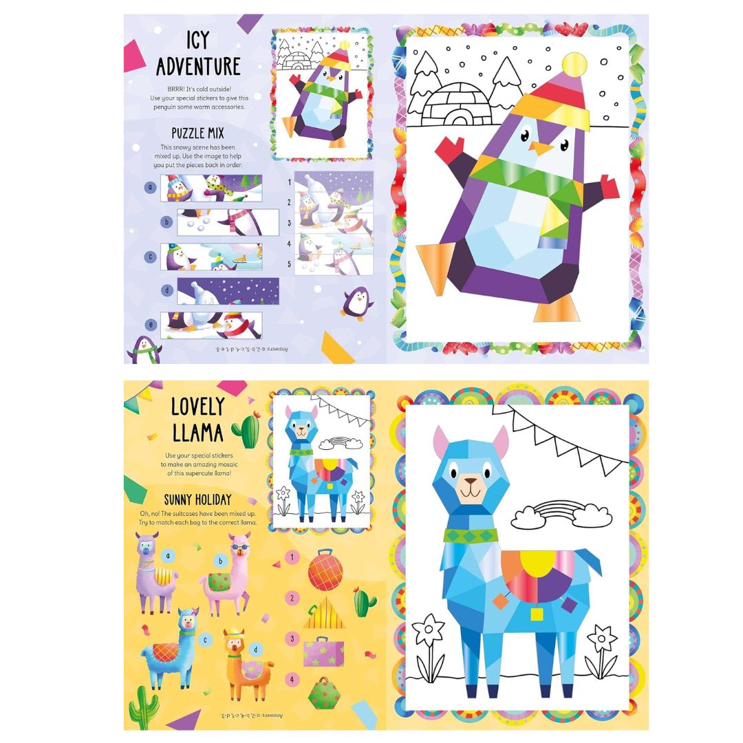 Supercute Shiny Sticker Art: Create and Color 12 Mosaics!