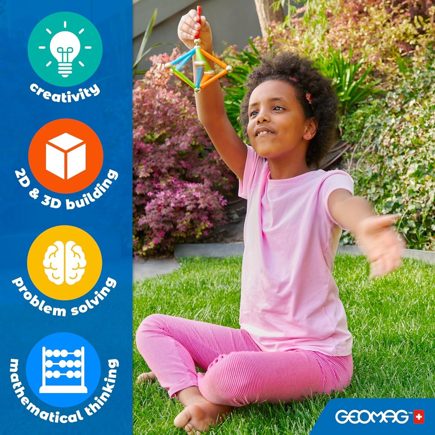 Build 3D structures with the Geomag EcoFriendly Supercolor 52-Piece