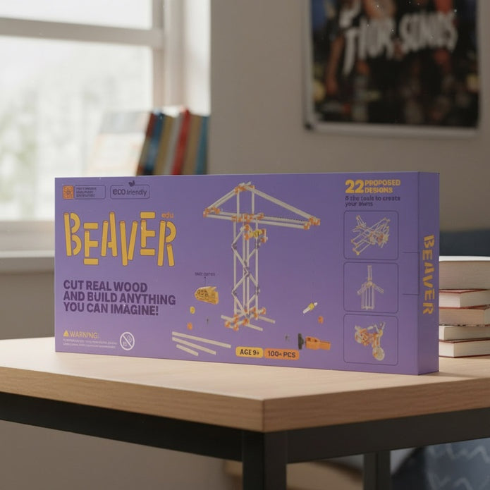 Beaver Wooden Construction Blocks Toy Kit (100-Piece Set)