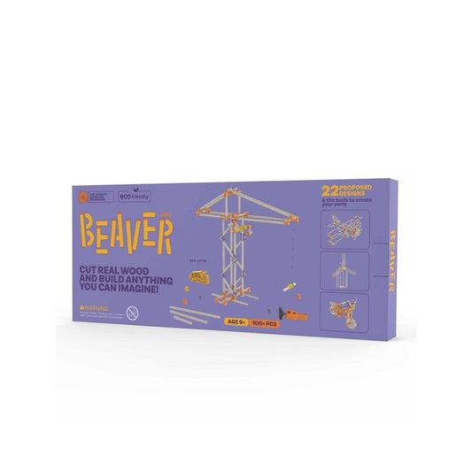 Beaver Wooden Construction Blocks Toy Kit (100-Piece Set)