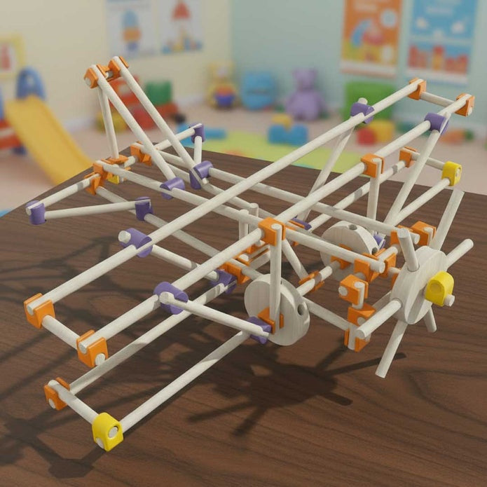 Beaver Wooden Construction Blocks Toy Kit (100-Piece Set)