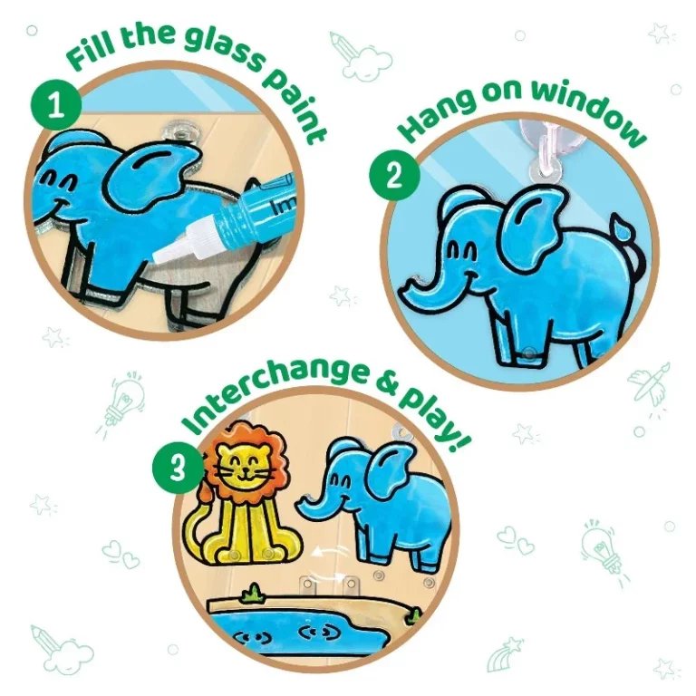 Imagimake Window Art Jungle – Glass Painting & Sun Catcher DIY Kit