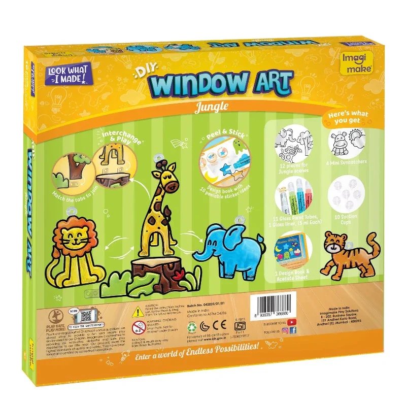 Imagimake Window Art Jungle – Glass Painting & Sun Catcher DIY Kit