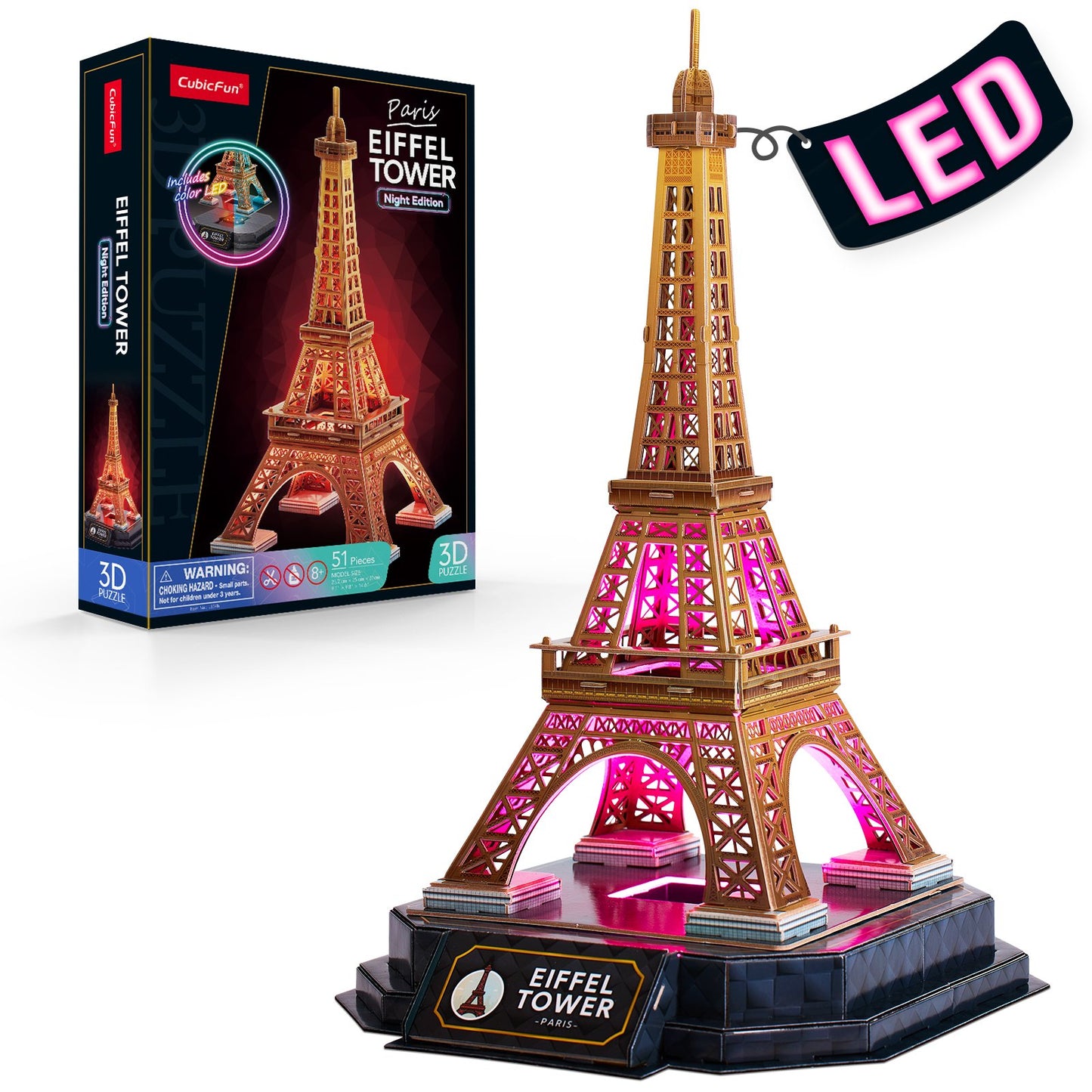 CubicFun: 3D Puzzle LED - Eiffel Tower