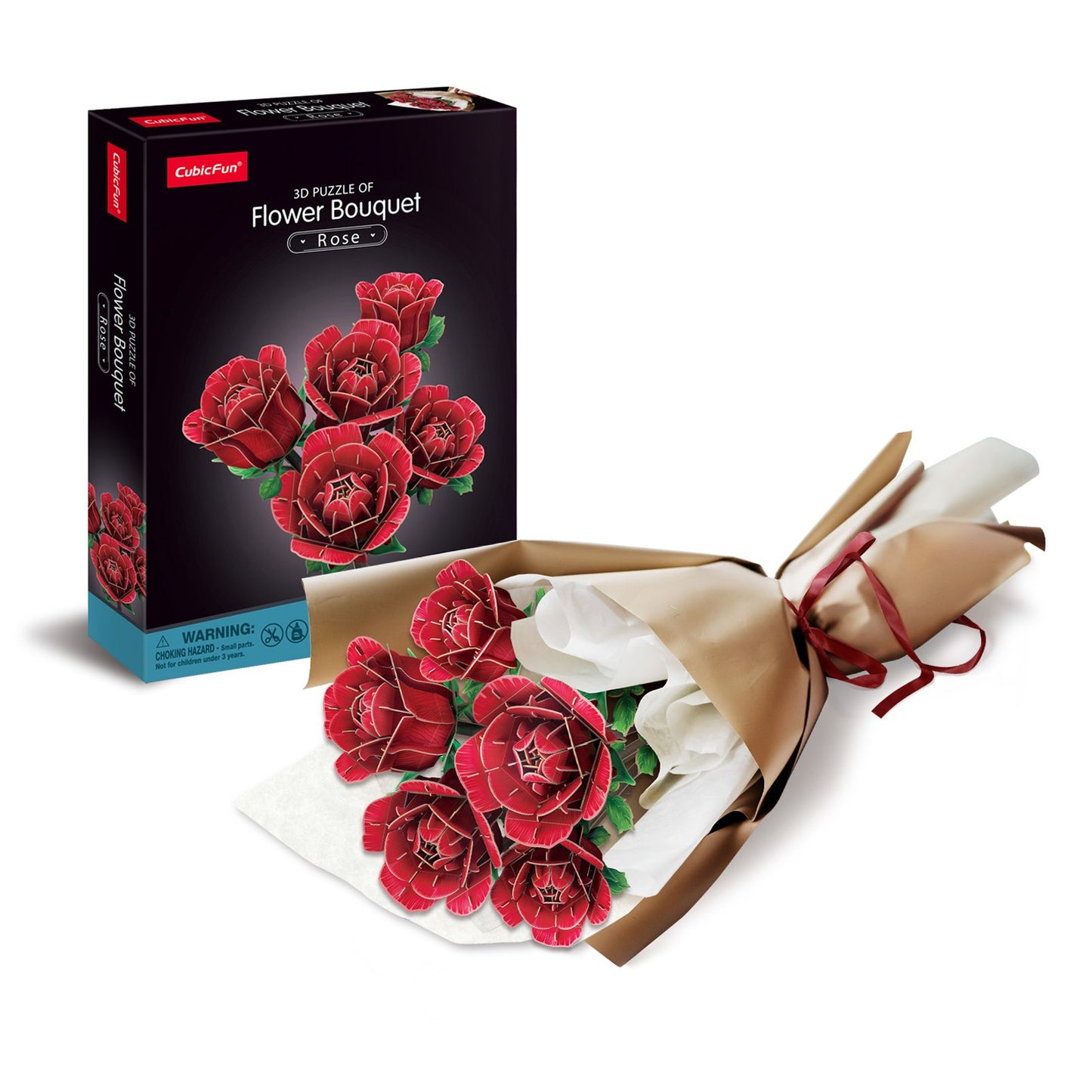 CubicFun: 3D Puzzle Single Flower - Rose in Glass Dome (P865h)