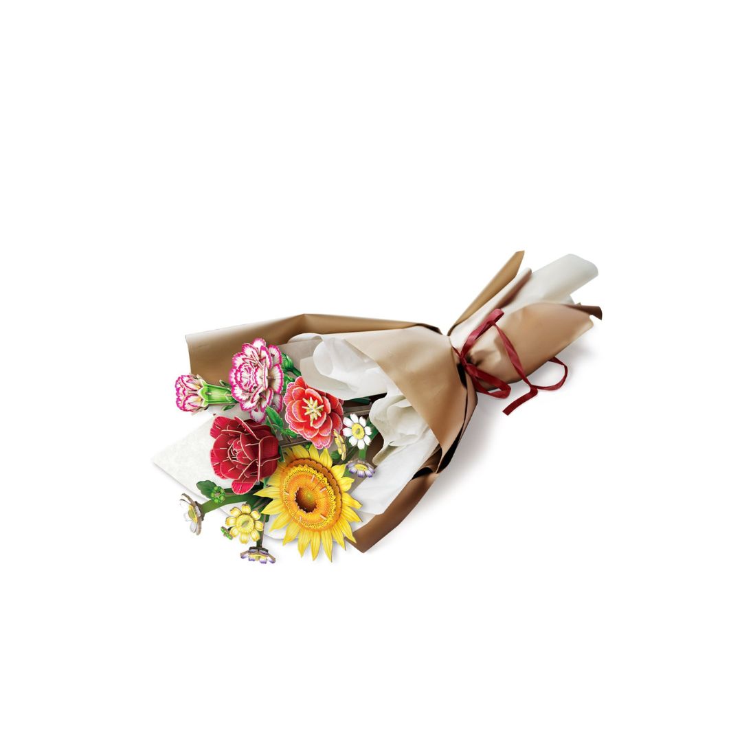 CubicFun: 3D Puzzle Single Flower - Flower Bouquet in Glass Dome (P867h)