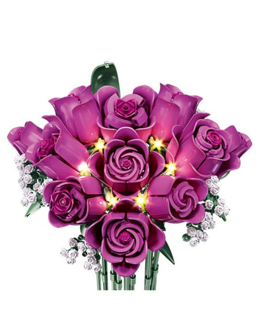 Sluban Purple Rose Bouquet – 654 Pieces