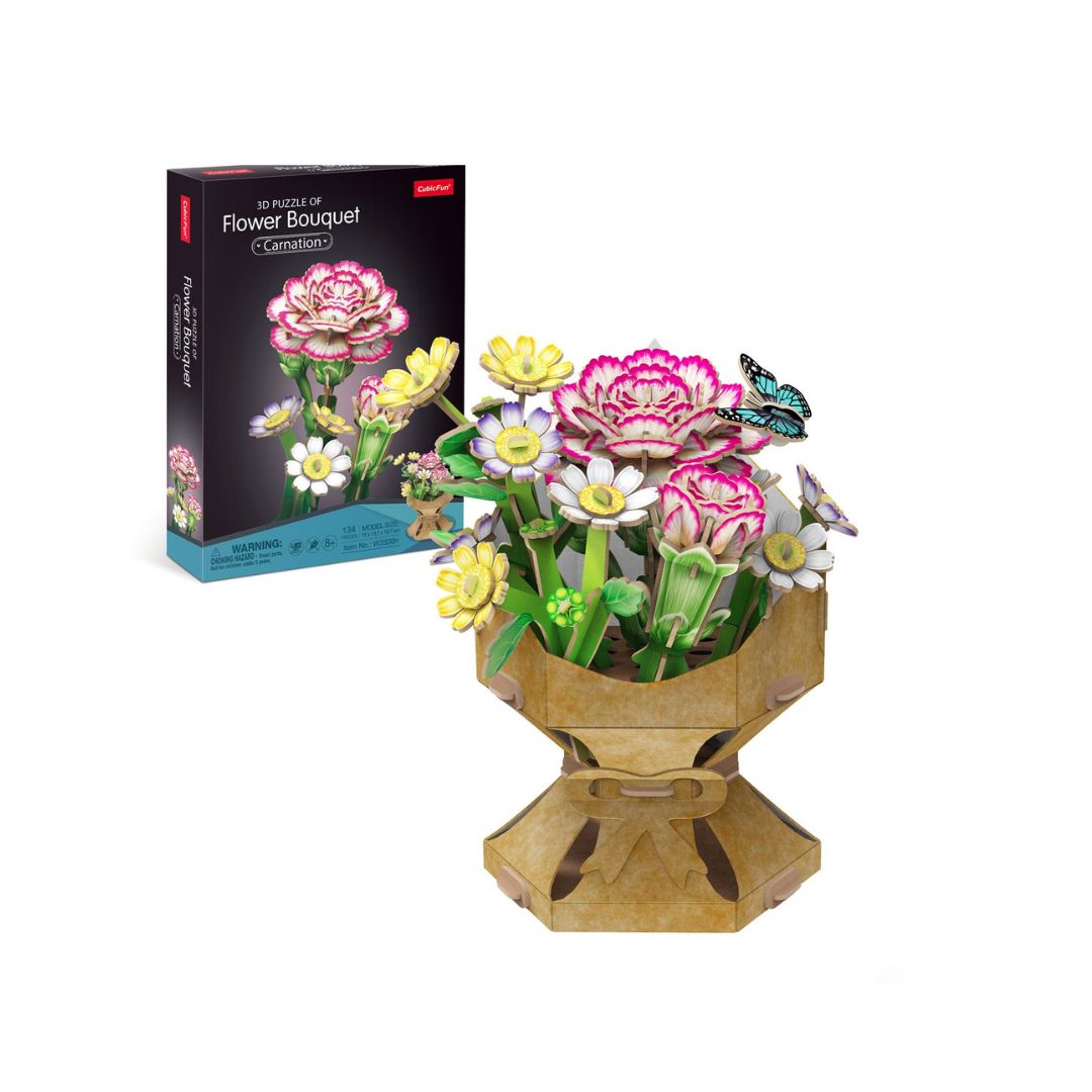 CubicFun: 3D Puzzle Flower Bouquet - Carnation (134 Pcs)