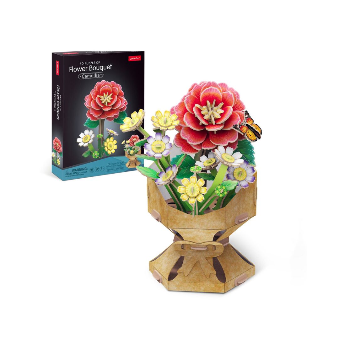 CubicFun: 3D Puzzle Flower Bouquet - Camellia (131 Pcs)