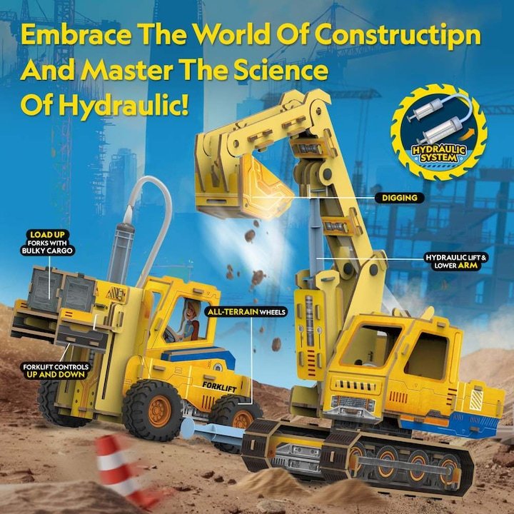 National Geographic: 2-in-1 3D Puzzle - Mini Loader & Dump Truck STEM Kit
