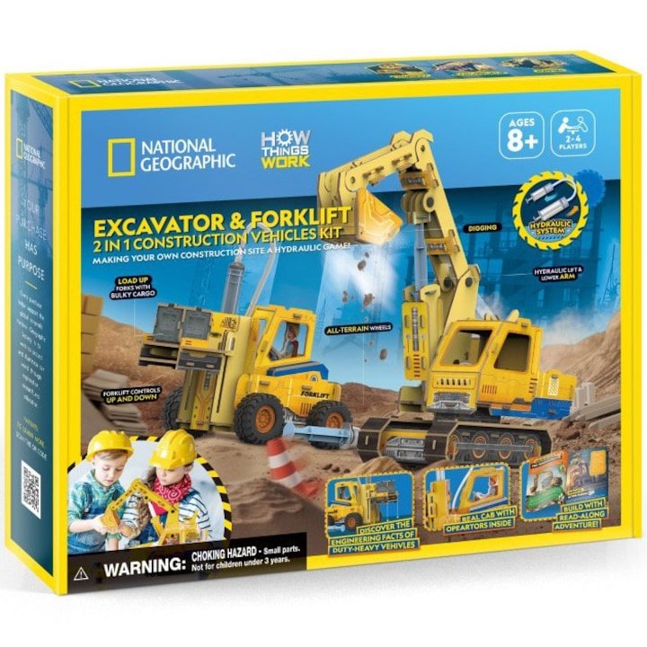 National Geographic: 2-in-1 3D Puzzle - Mini Loader & Dump Truck STEM Kit