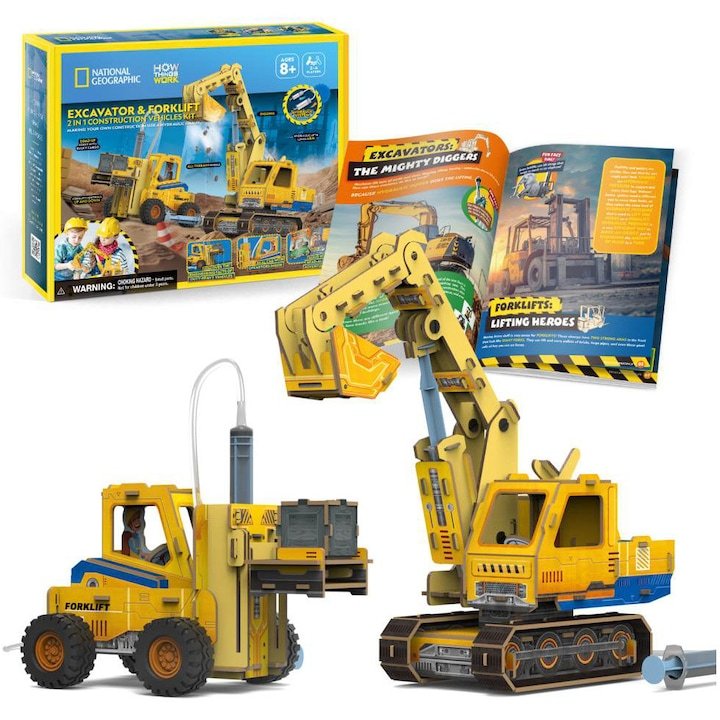 National Geographic: 2-in-1 3D Puzzle - Mini Loader & Dump Truck STEM Kit
