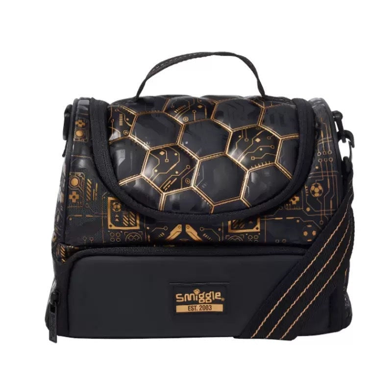 Smiggle Livewire Large Double Lunchbox with Strap - Black