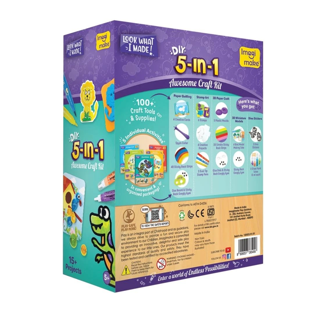 Imagimake 5-in-1 Awesome Craft Kit – 15+ Creative Projects