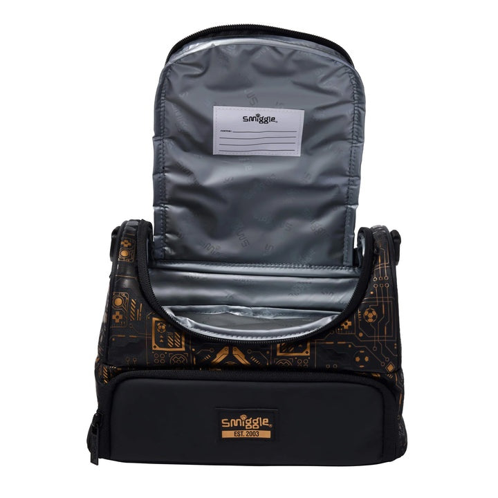 Smiggle Livewire Large Double Lunchbox with Strap - Black